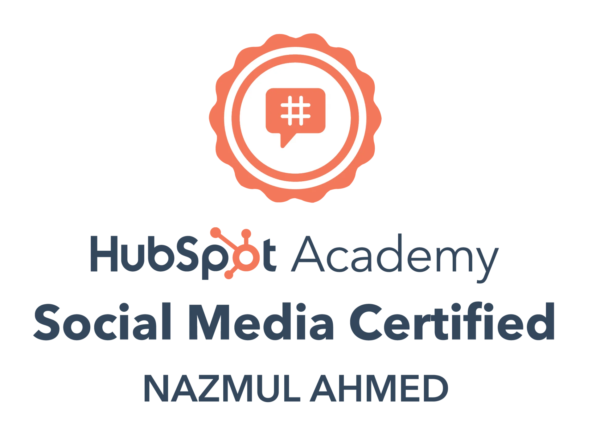 social media certificate by Hubspot