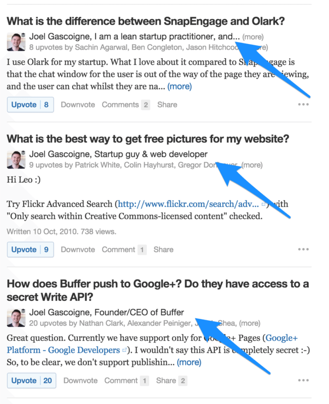 Different Quora Bio on different sections