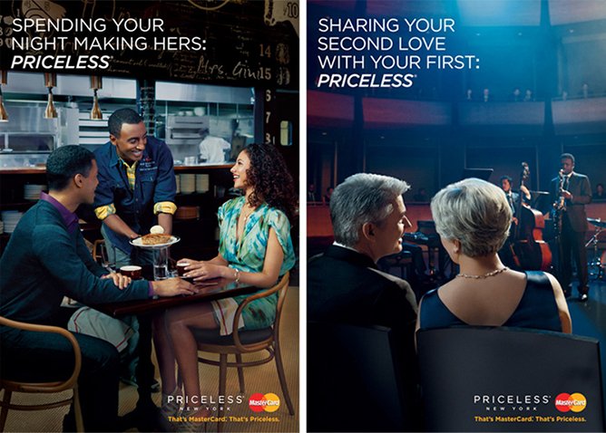 Mastercard Priceless campaign.